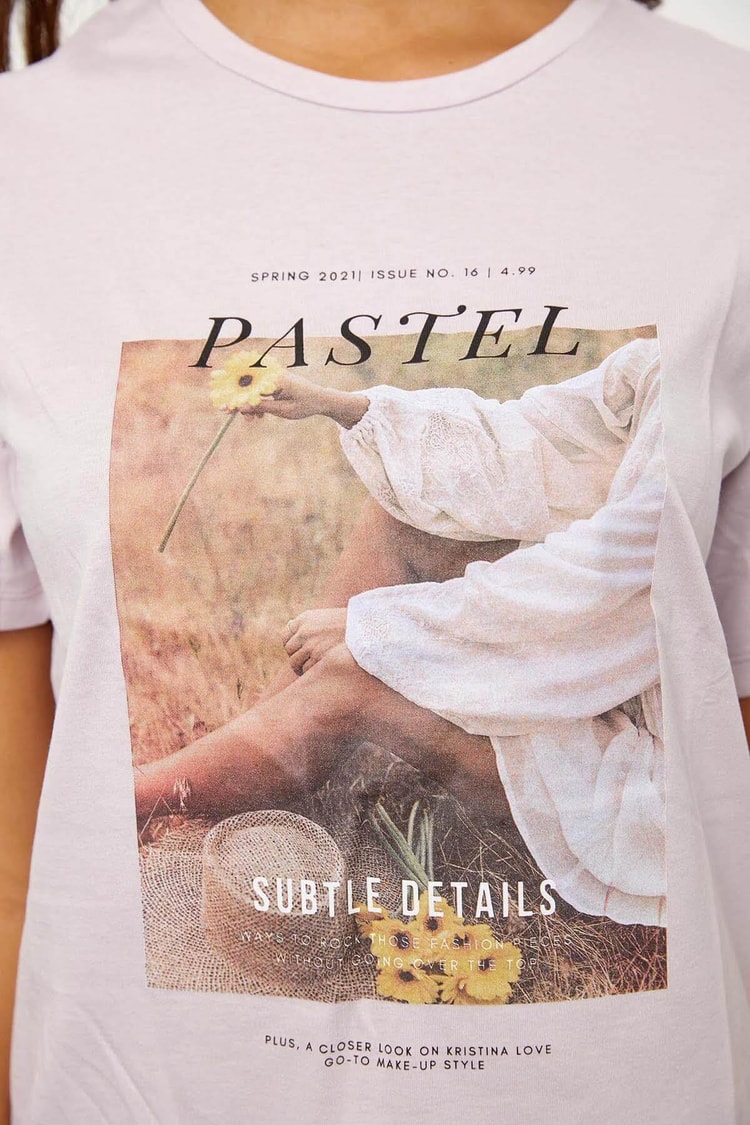 Lila Kısa Kol Baskılı T-ShirtST060S71243006