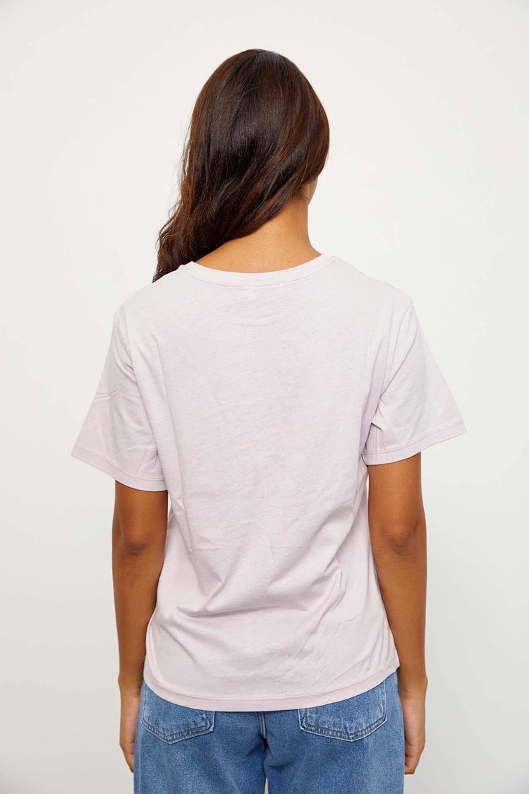 Lila Kısa Kol Baskılı T-ShirtST060S71243006
