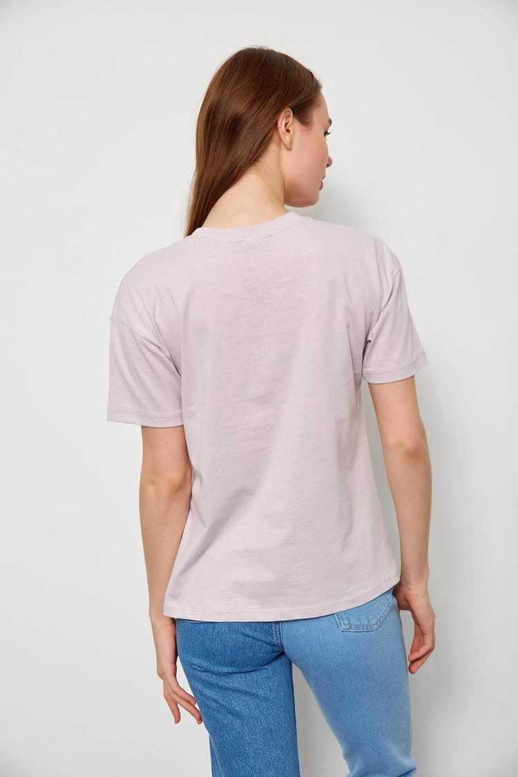 Lila Kısa Kol Baskılı T-ShirtST060S71236001
