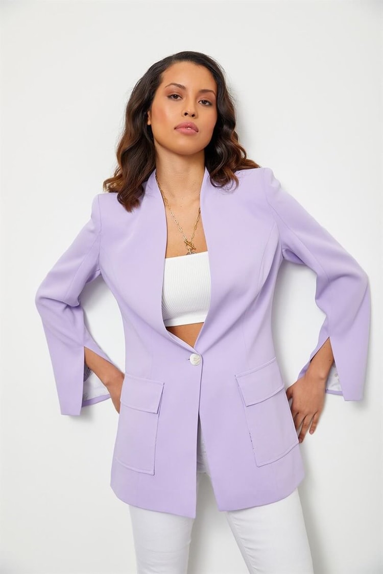 Lila Kolları Yırtmaçlı CeketST060S90253001