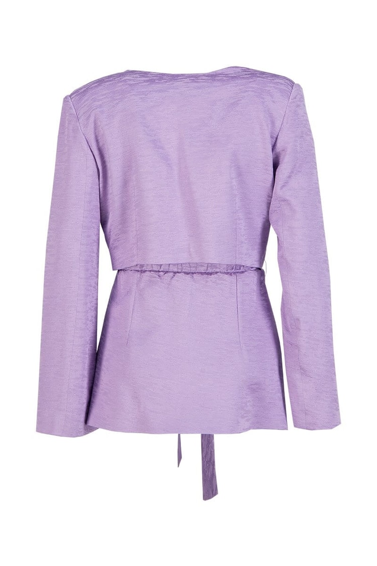 Lila Kuşaklı Parlak Kumaş CeketST060S90299001