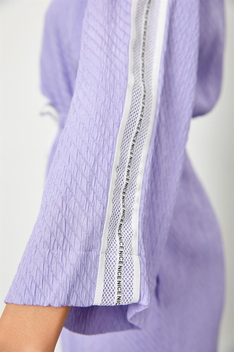 Lila Rayon Fermuar Detaylı Beli Lastikli ElbiseST050S4010541