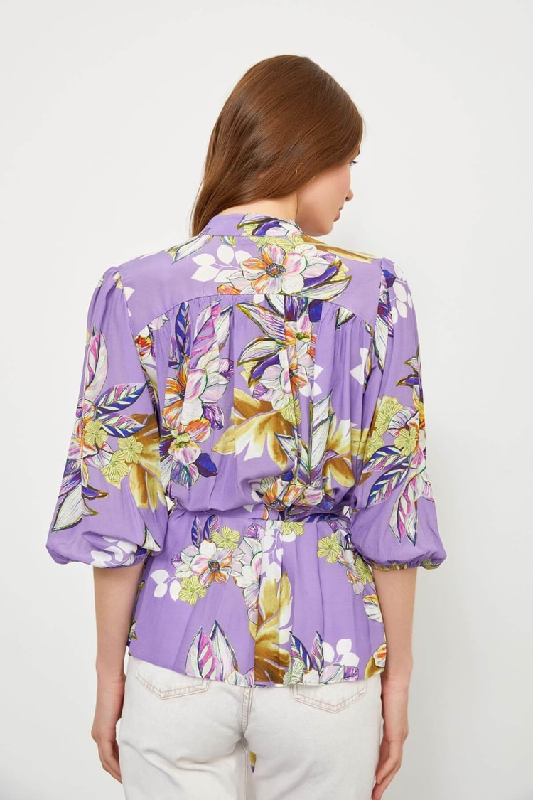 Lila Rayon Viskon Rahat Kesim GömlekST060S55175001