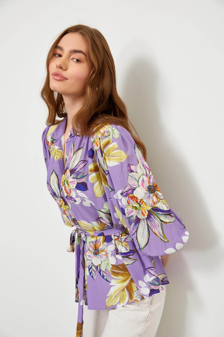 Lila Rayon Viskon Rahat Kesim GömlekST060S55175001