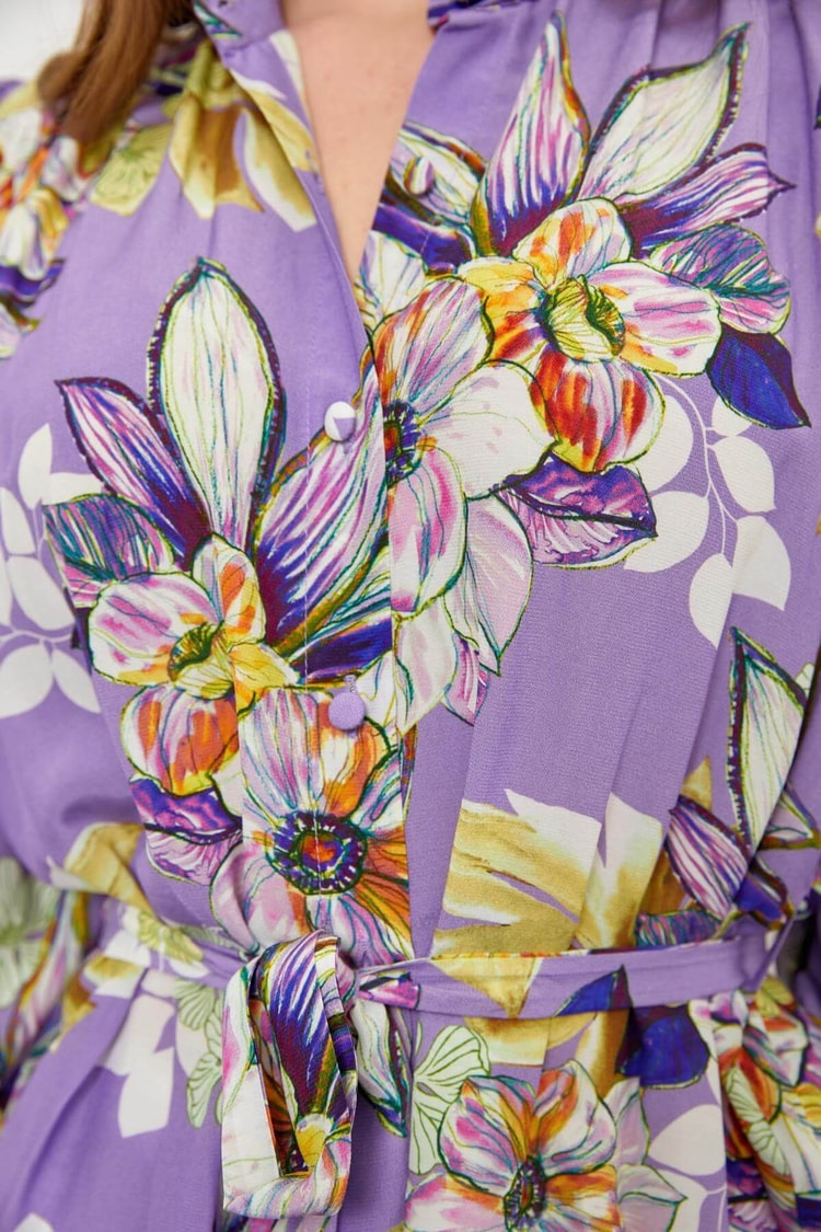 Lila Rayon Viskon Rahat Kesim GömlekST060S55175001