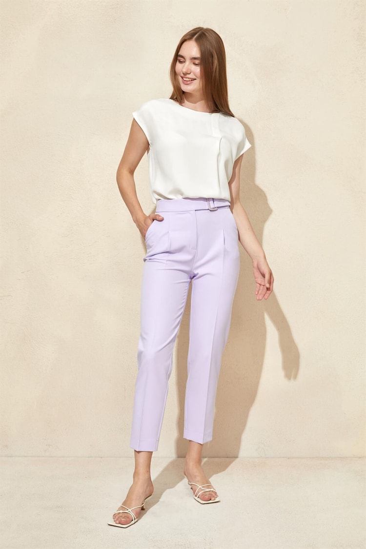 Lila Toka Detaylı Kumaş PantolonST060S20491001