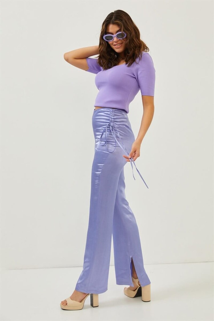 Lila Yüksek Bel Saten PantolonST060S20531001