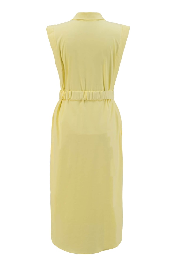 Limon Sarı Kemerli Poplin Gömlek ElbiseST060S4010121