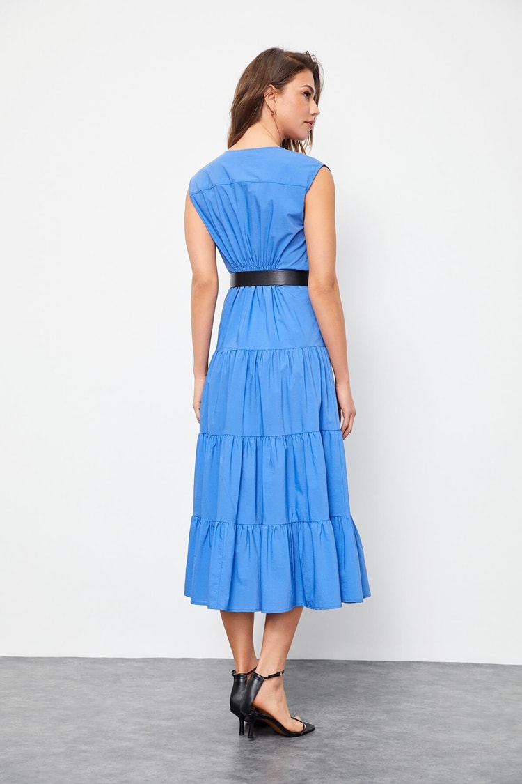 Marina Mavisi Midi Boy Kemerli ElbiseST060S4010081