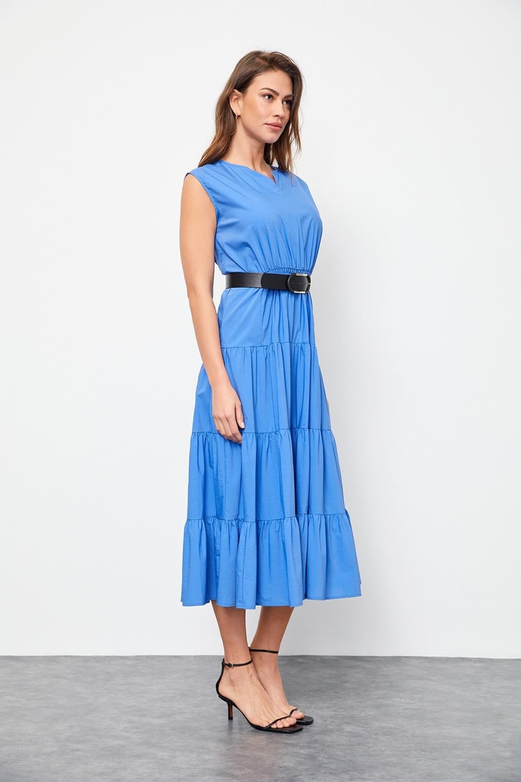 Marina Mavisi Midi Boy Kemerli ElbiseST060S4010081