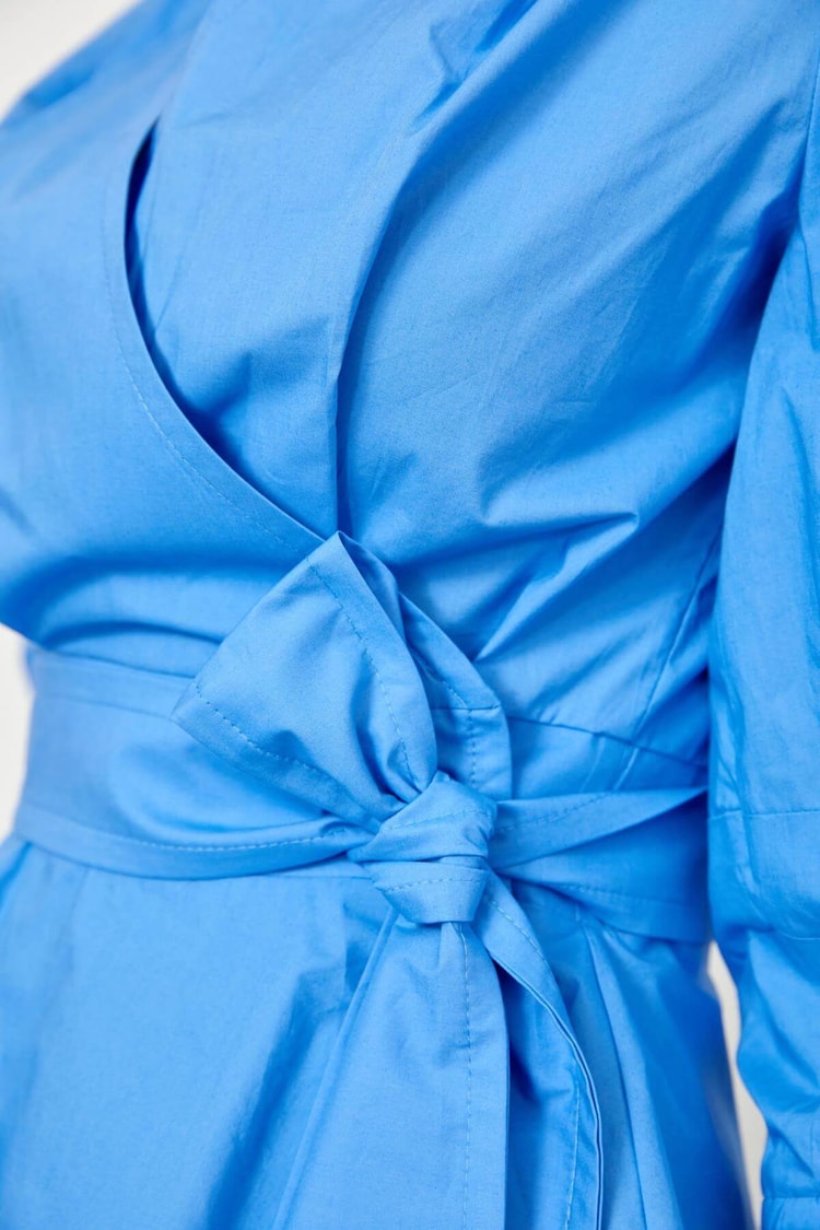 Mavi Bağcık Detaylı Poplin BluzST060S3051901