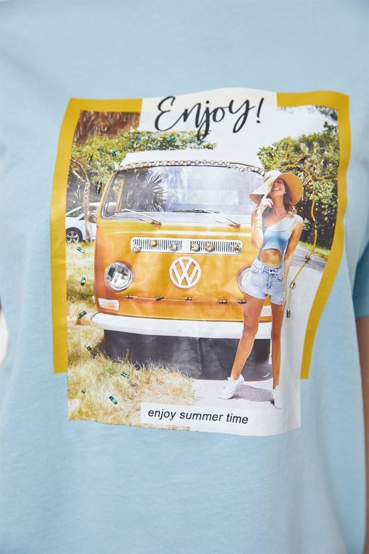 Mavi Baskılı Kısa Kol T-ShirtST060S71190021