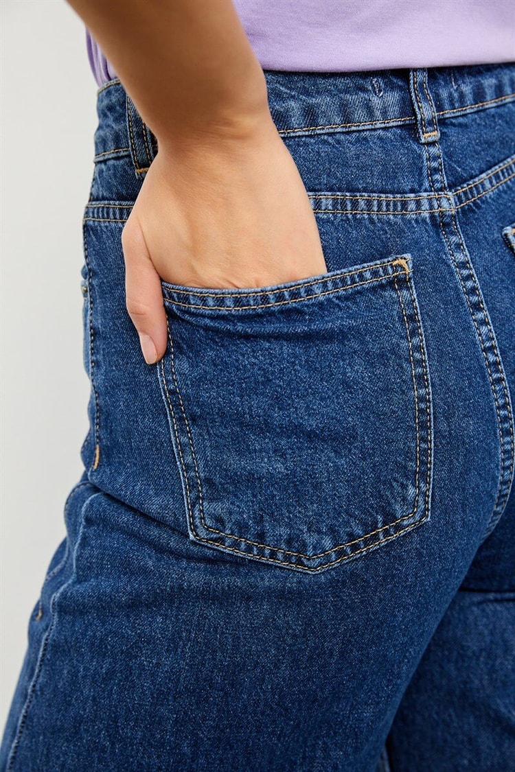 Mavi Yüksek Bel Bol  Paça JeanST060S20437007