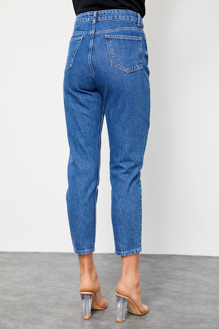Mavi Yüksek Bel Cepli JeanST060S20437009
