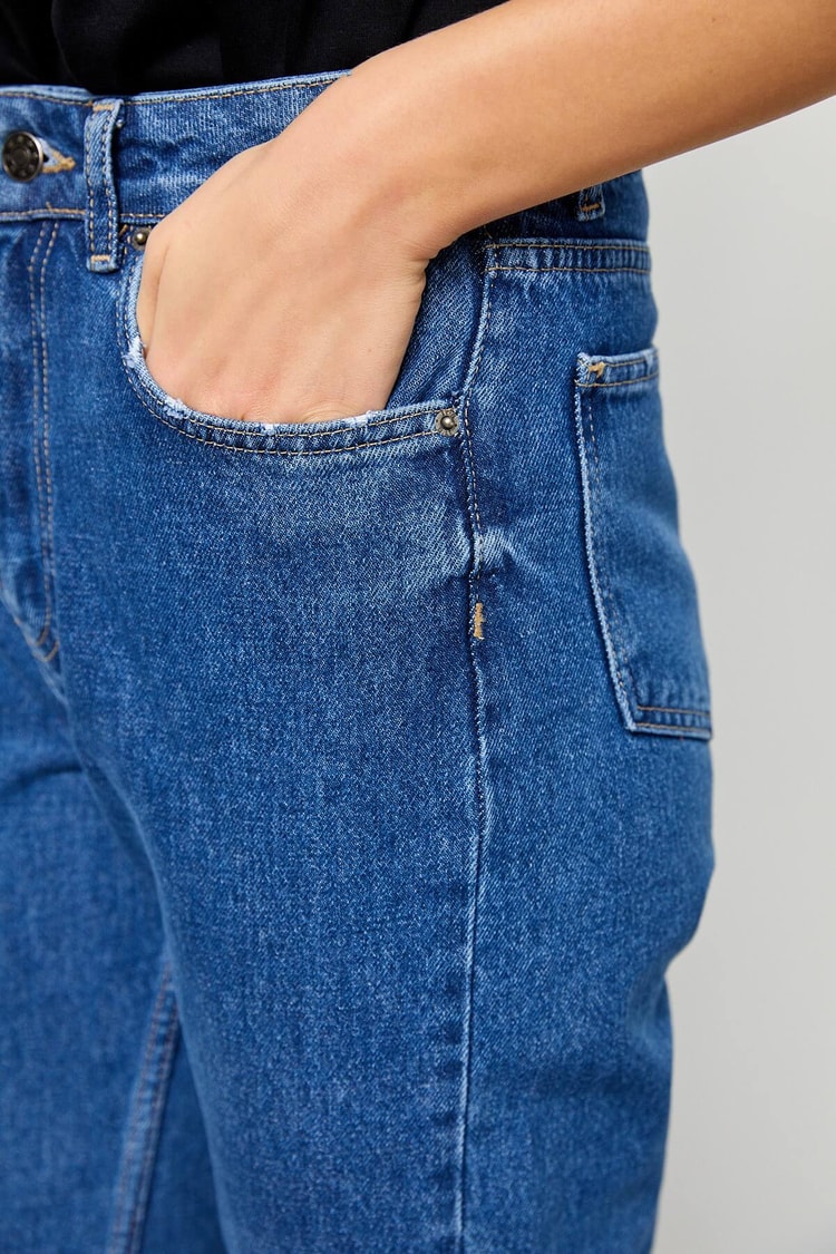 Mavi Yüksek Bel Cepli JeanST060S20437009