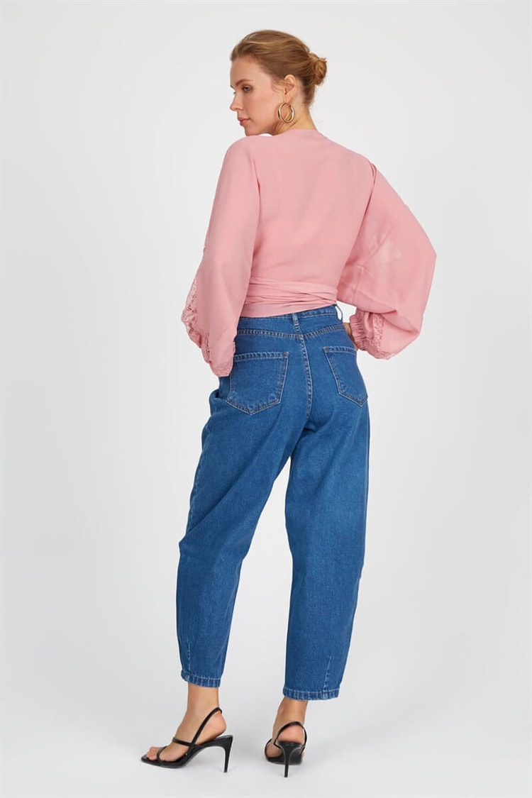 Mavi Yüksek Bel Dar Paça PantolonST050S2029401