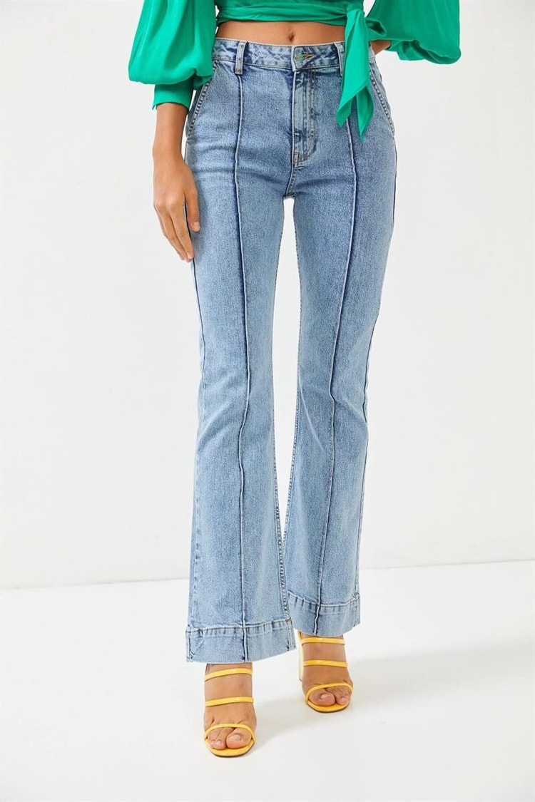 Mavi Yüksek Bel Flare JeanST060S31683001