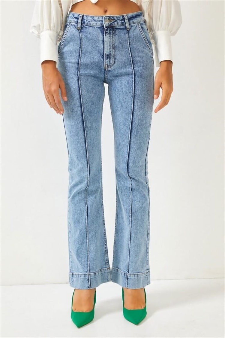Mavi Yüksek Bel Flare JeanST060S31683001