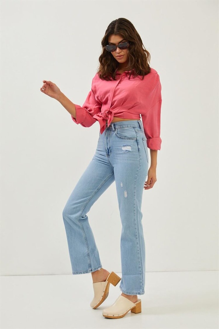 Mavi Yüksek Bel Flare JeanST060S31684001