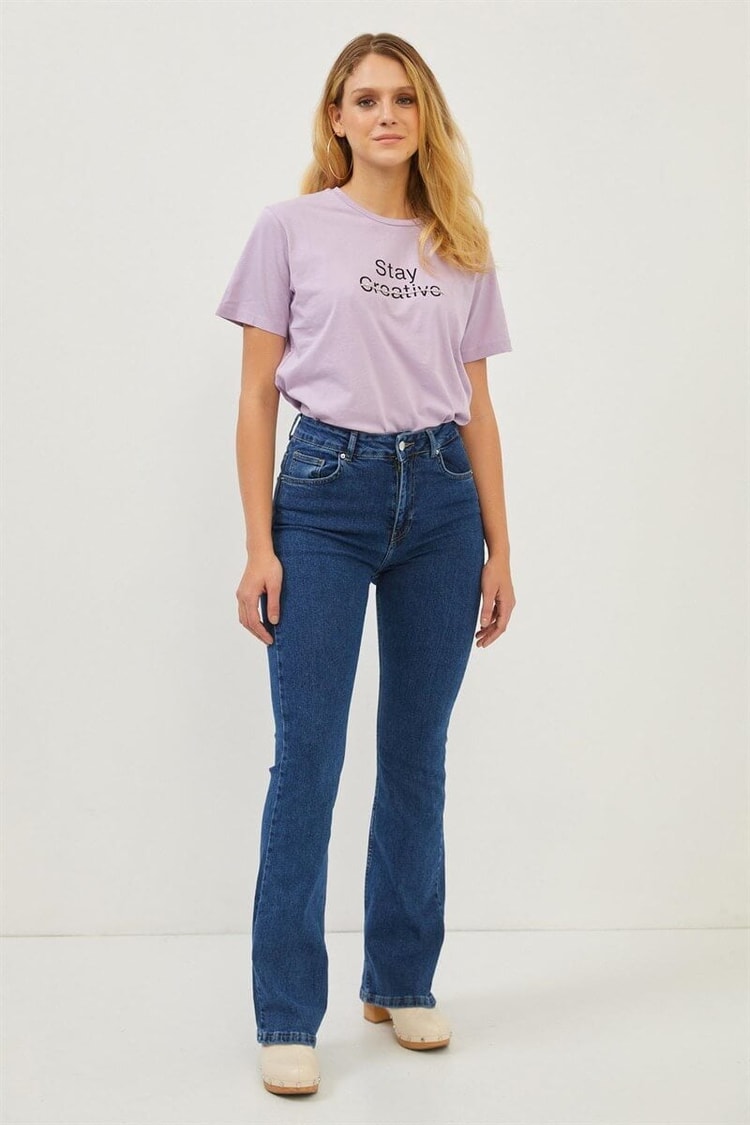 Mavi Yüksek Bel Flare JeanST060S31685001