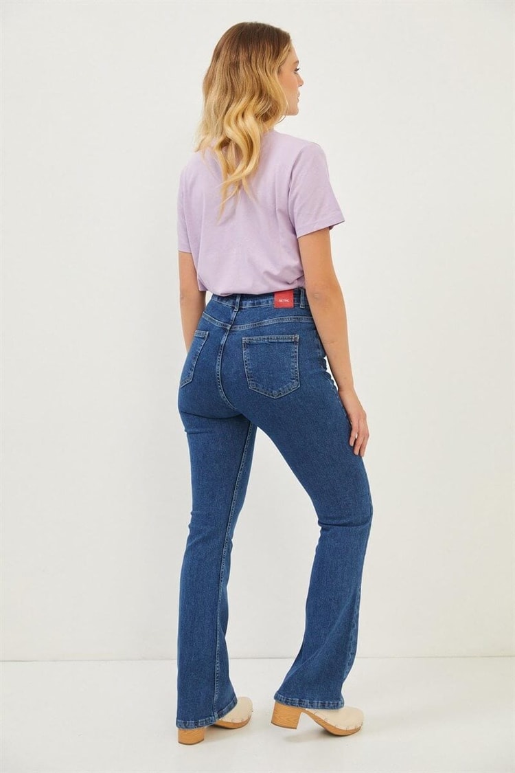 Mavi Yüksek Bel Flare JeanST060S31685001