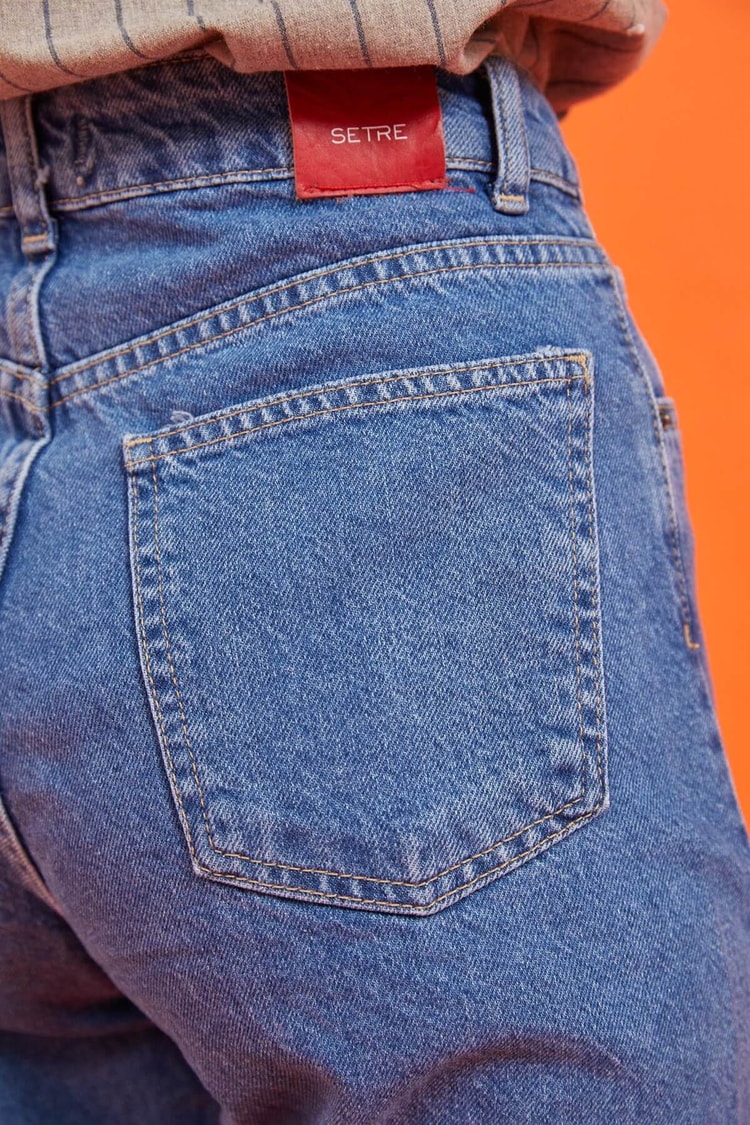 Mavi Yüksek Bel Mom JeanST060W20569001