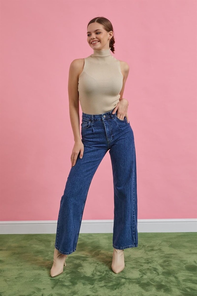 Mavi Yüksek Bel Wide Leg JeanST060W31627001