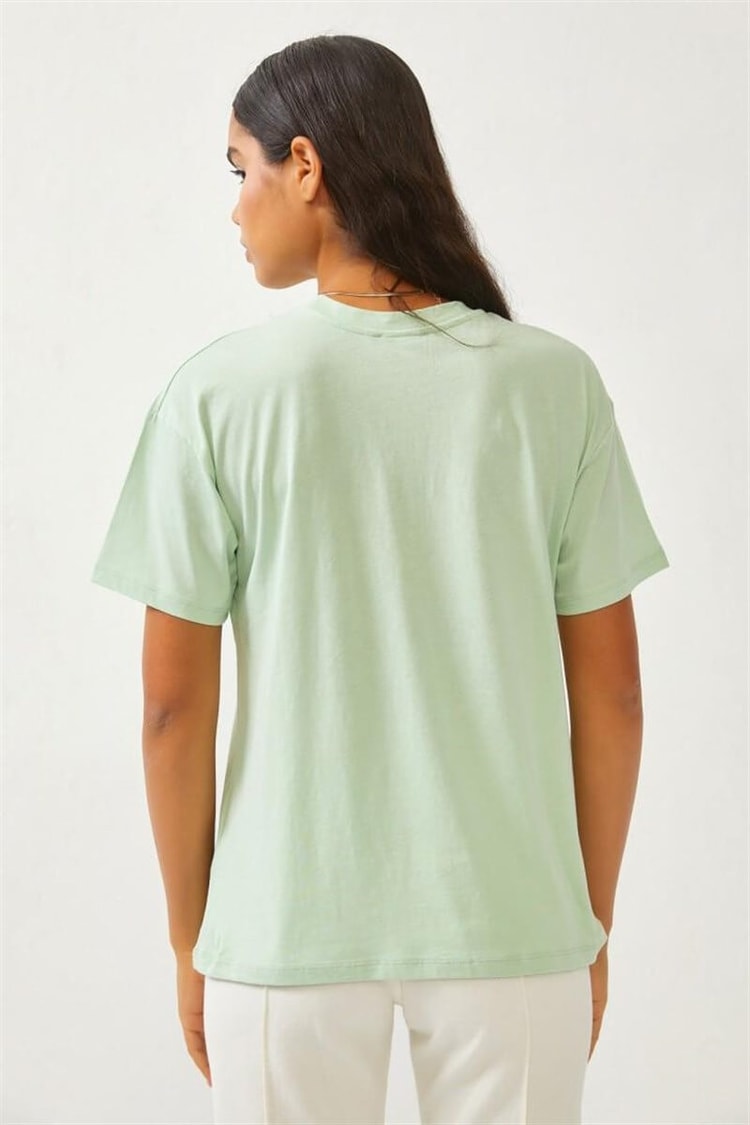 Mint Baskılı Bisiklet Yaka T-ShirtST060S71271001