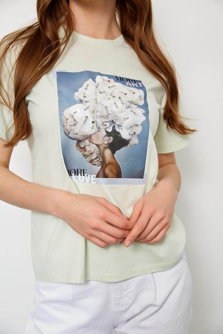 Mint Kısa Kol Baskılı T-ShirtST060S71228003
