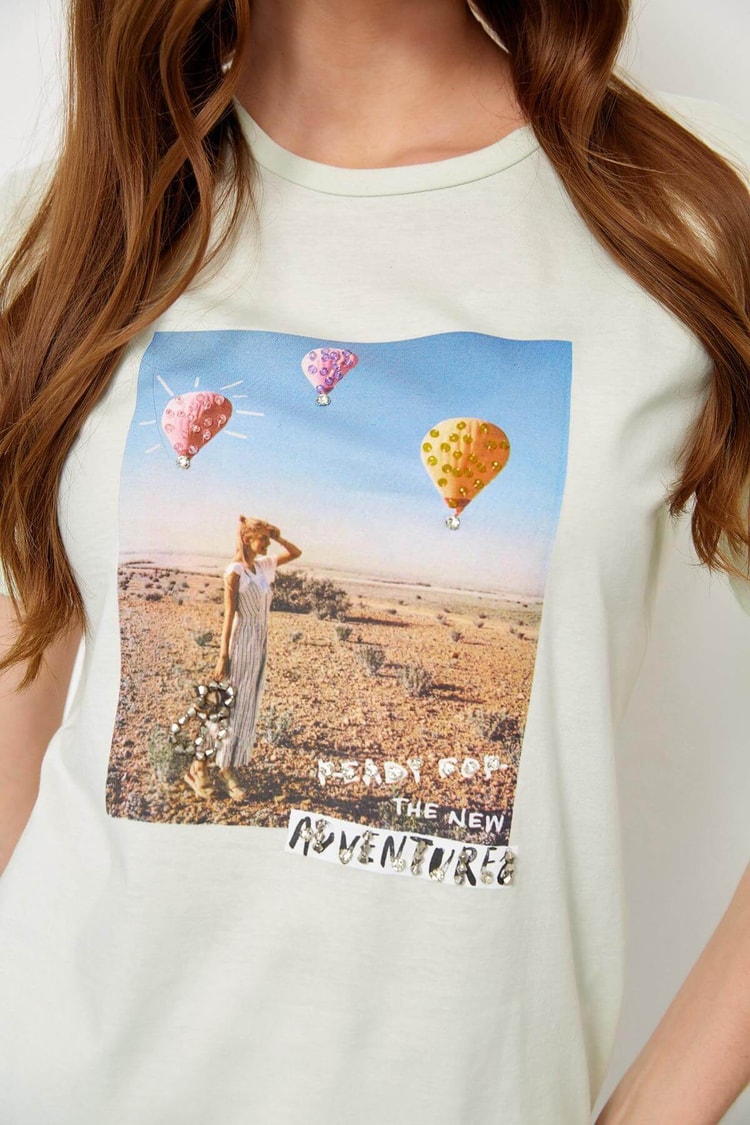 Mint Kısa Kol Baskılı T-ShirtST060S71228004