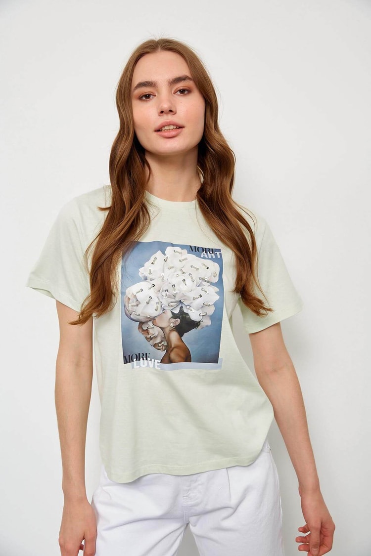 Mint Kısa Kol Baskılı T-ShirtST060S71228003