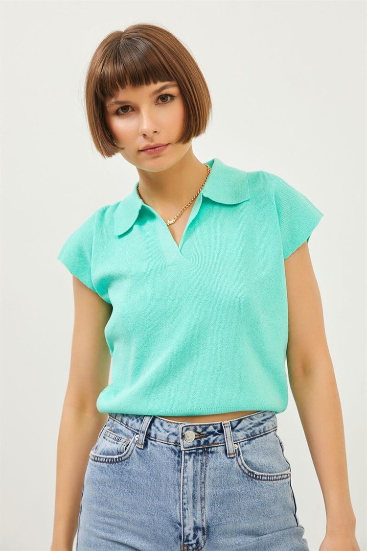 Mint Kolsuz Polo Yaka Triko Bayan BluzST070S94186002