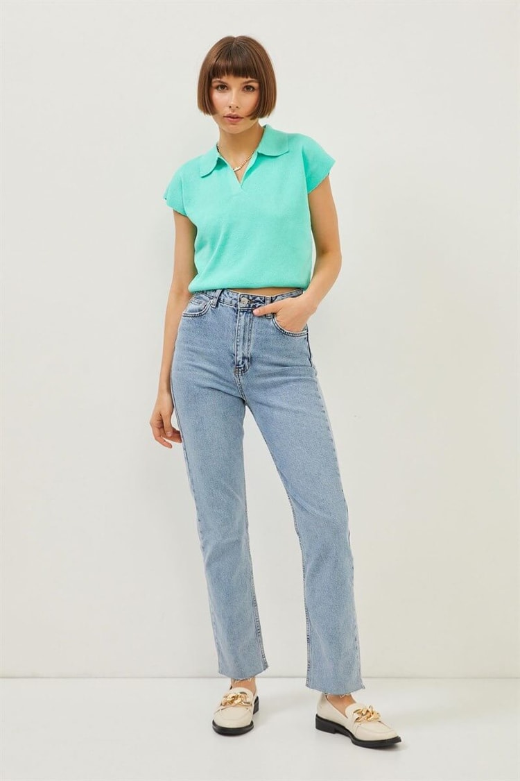 Mint Kolsuz Polo Yaka Triko Bayan BluzST070S94186002