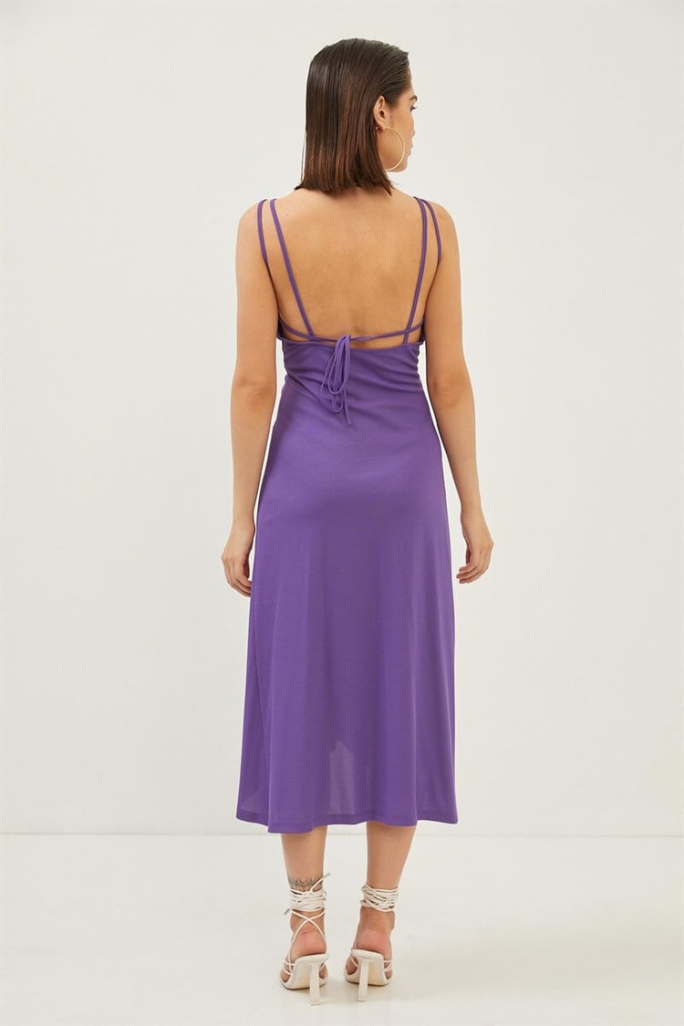 Mor Askılı Drape Detaylı ElbiseST060S40125101