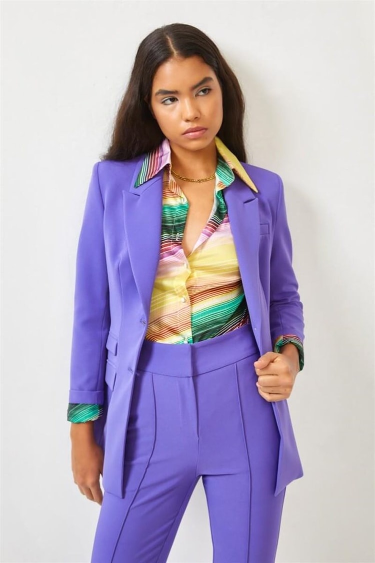 Mor Astarlı Blazer Ceket Pantolon TakımST060S90316002