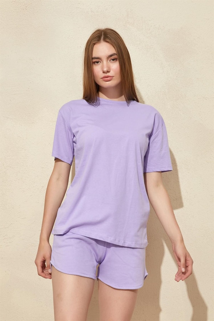 Mor Basic T-Shirt Şort TakımST060S84102001