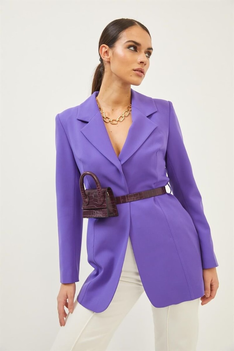 Mor Bel Çantası Detaylı Mono Yaka Blazer CeketST070S90380001