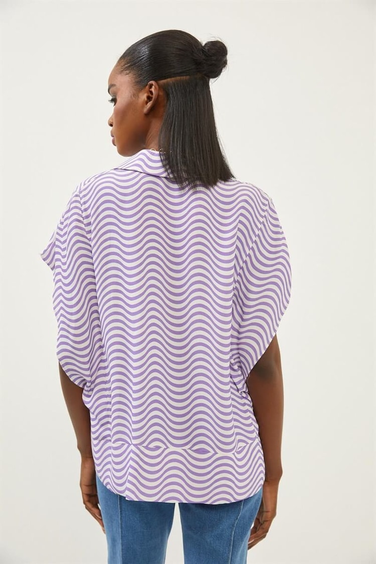 Mor Çizgili Oversize GömlekST060S55228001