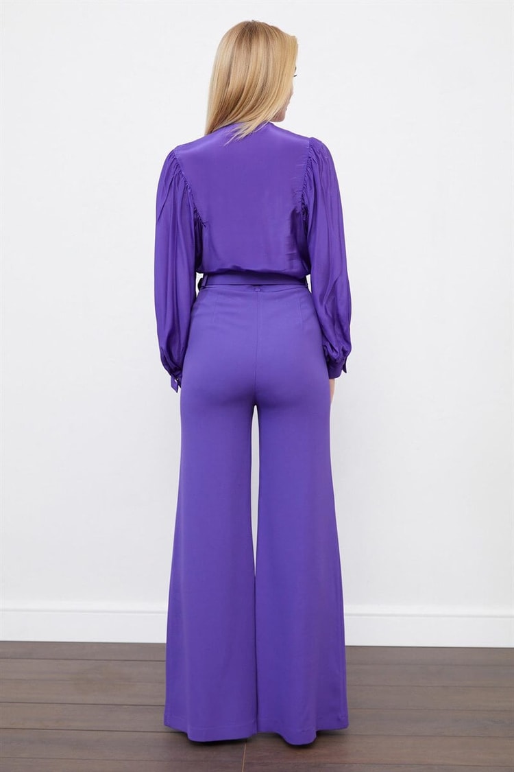 Mor Kemerli İspanyol Paça PantolonST060W20561001