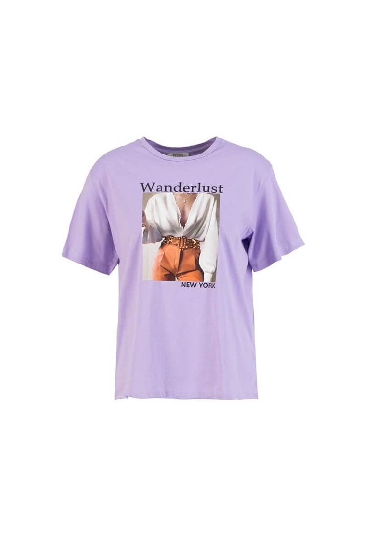 Mor Kısa Kol Baskılı T-ShirtST060S71243003