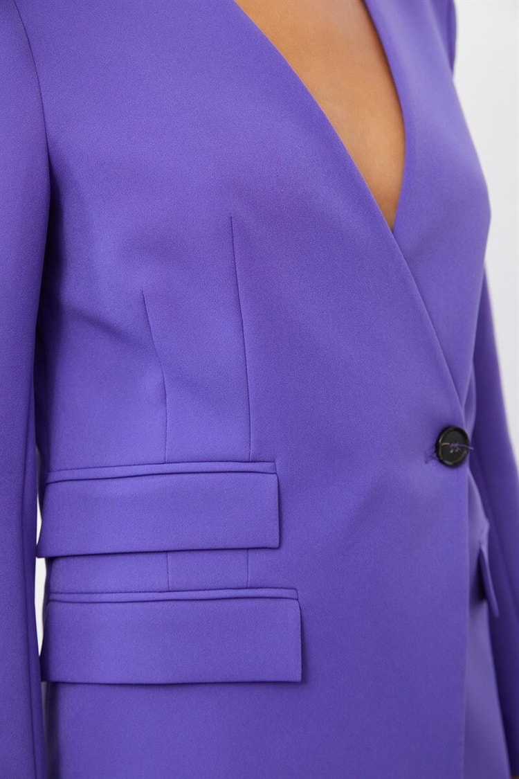 Mor Kruvaze Yaka Tek Düğme Blazer CeketST060S90280001