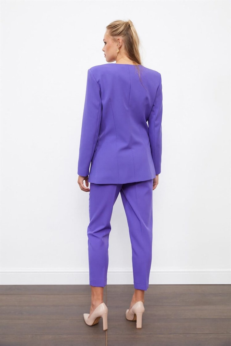 Mor Kruvaze Yaka Tek Düğme Blazer CeketST060S90280001
