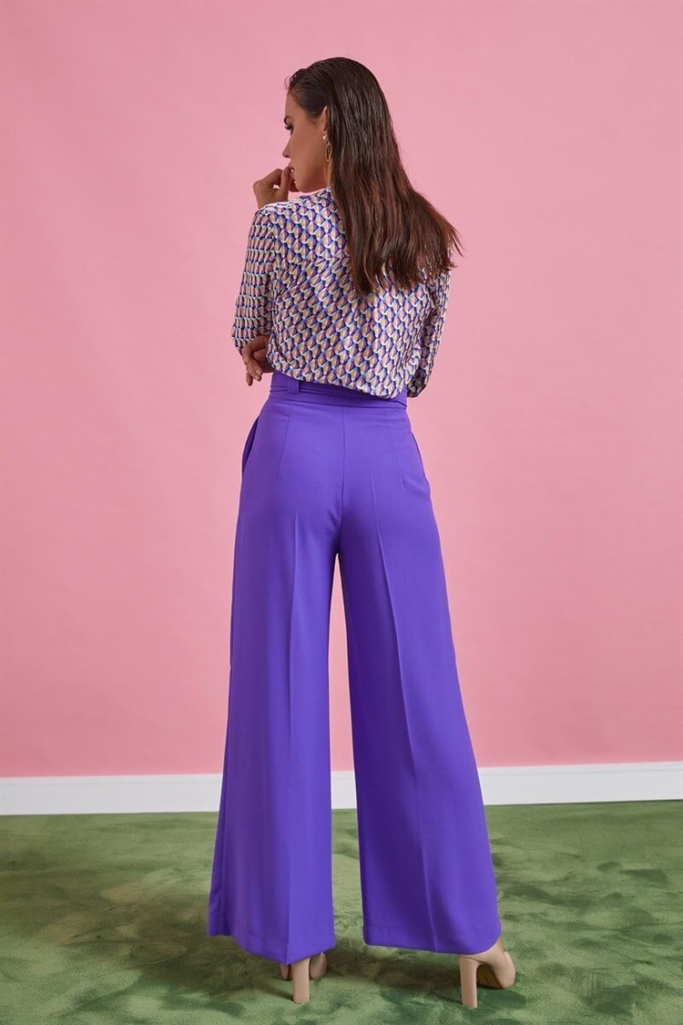 Mor Kuşaklı İspanyol Paça PantolonST060W20597001