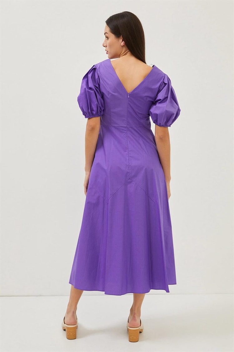 Mor V Yaka Midi ElbiseST060S40001003