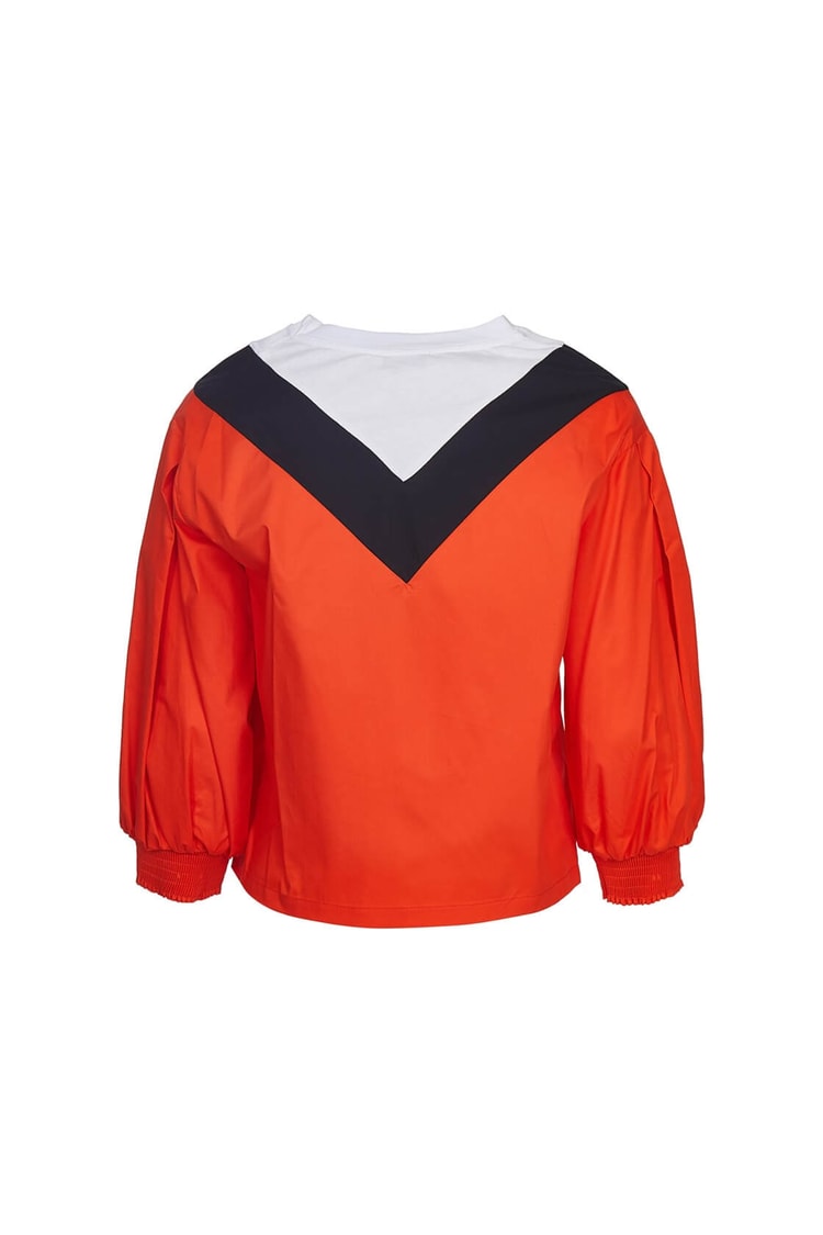 Nar Çiçeği Yaka Kol Ucu Gipeli Color Block Pamuk BluzST050S3029601