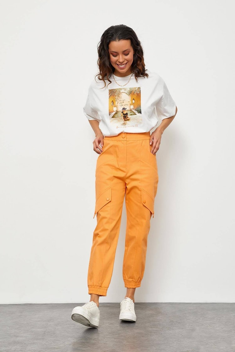 Oranj Beli Lastikli Jogger PantolonST050S2040401