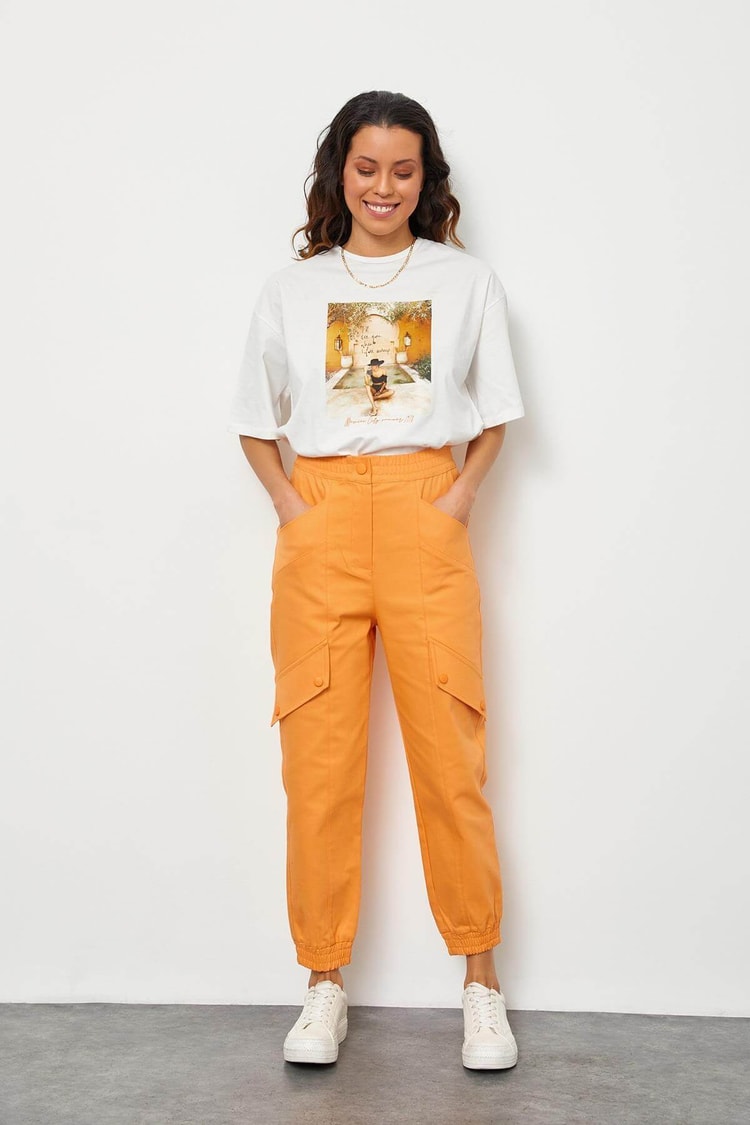Oranj Beli Lastikli Jogger PantolonST050S2040401