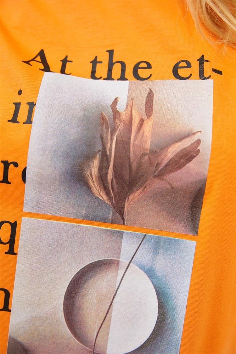Oranj Bisiklet Yaka Baskılı T-ShirtST070S71283001