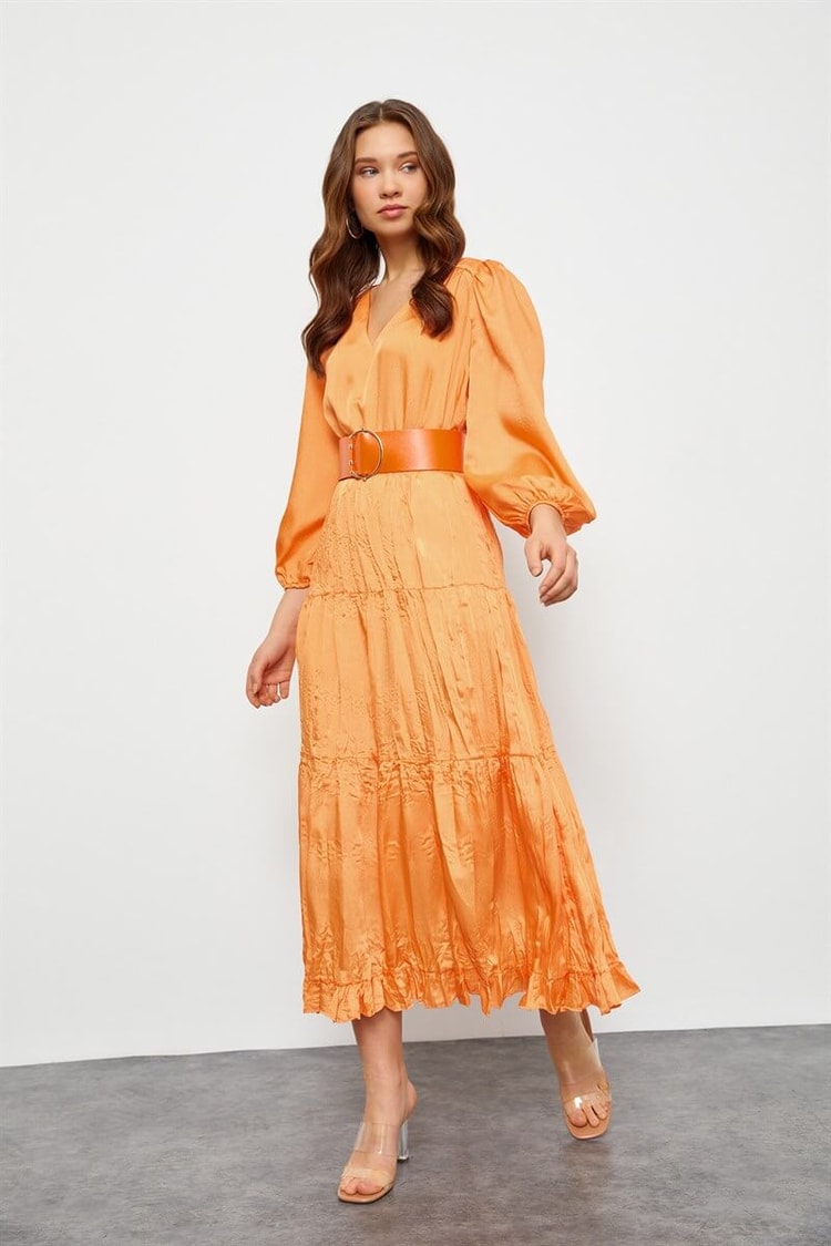 Oranj Kemerli Midi Boy ElbiseST050S4010531