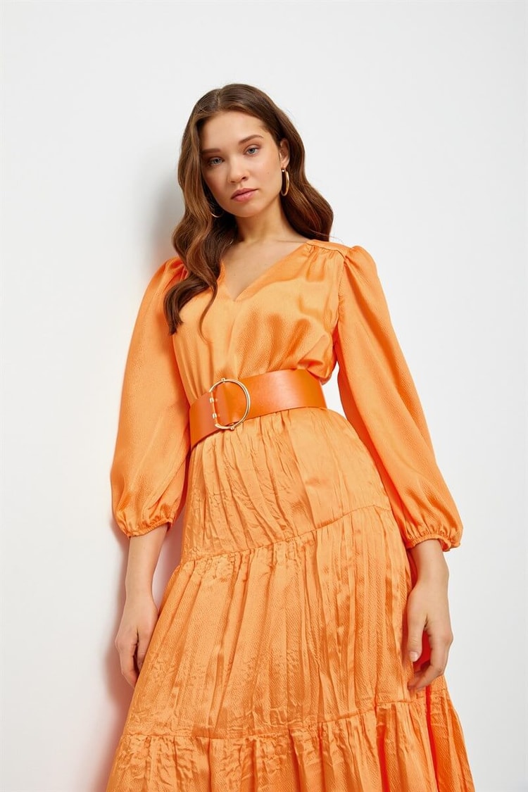 Oranj Kemerli Midi Boy ElbiseST050S4010531